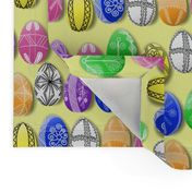 polish easter eggs on yellow small pisanki