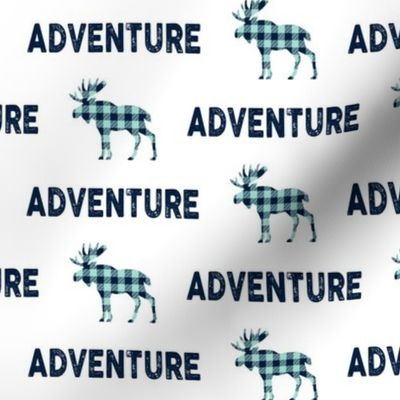 Adventure Moose - Navy + Mint Plaid Buffalo Check Boys Bedding Ginger Lous