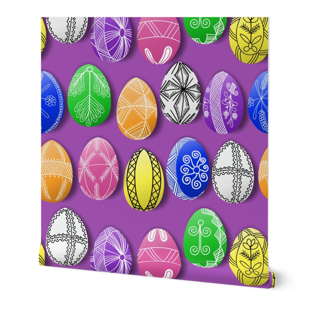 polish easter eggs on purple small pisanki