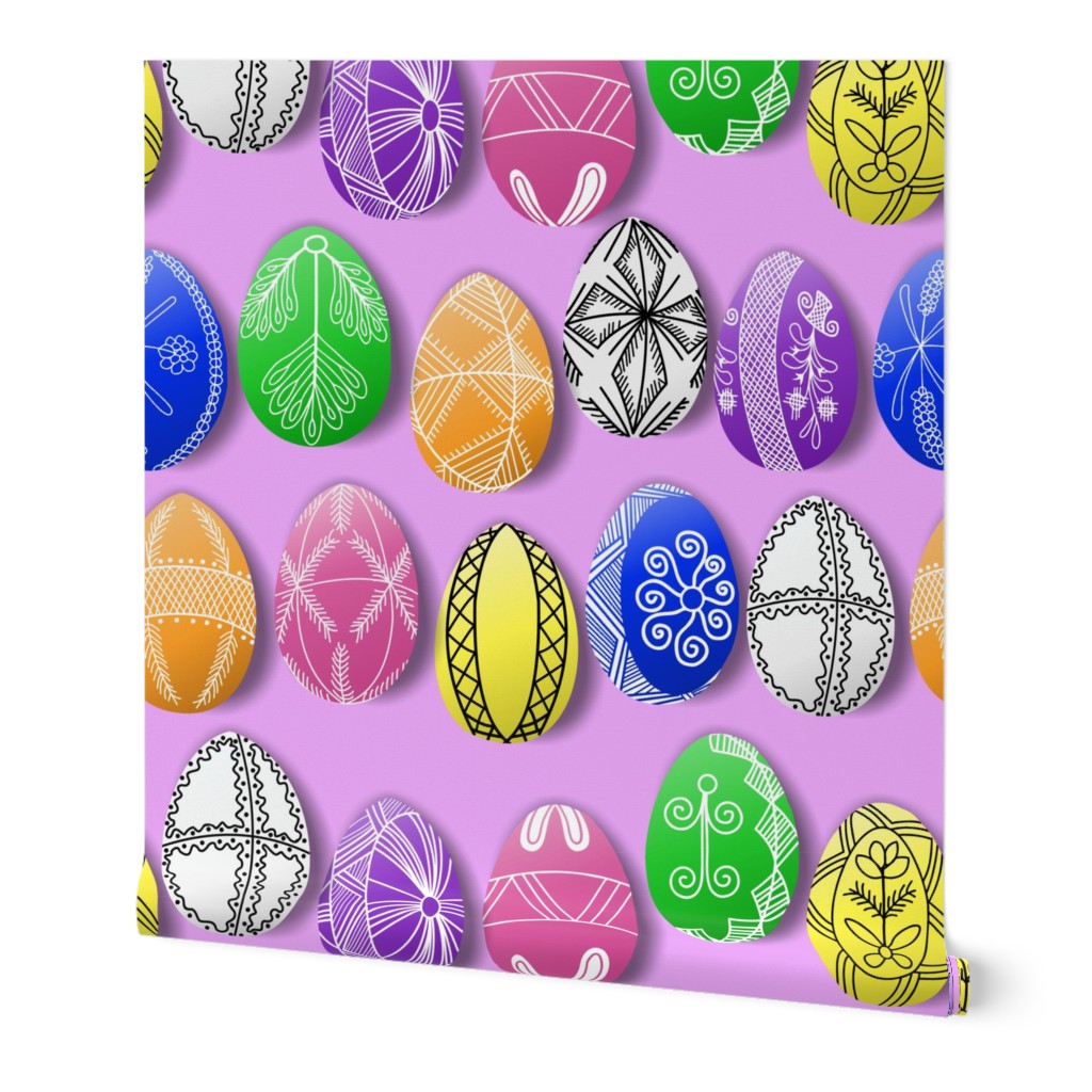 polish easter eggs on pink small pisanki