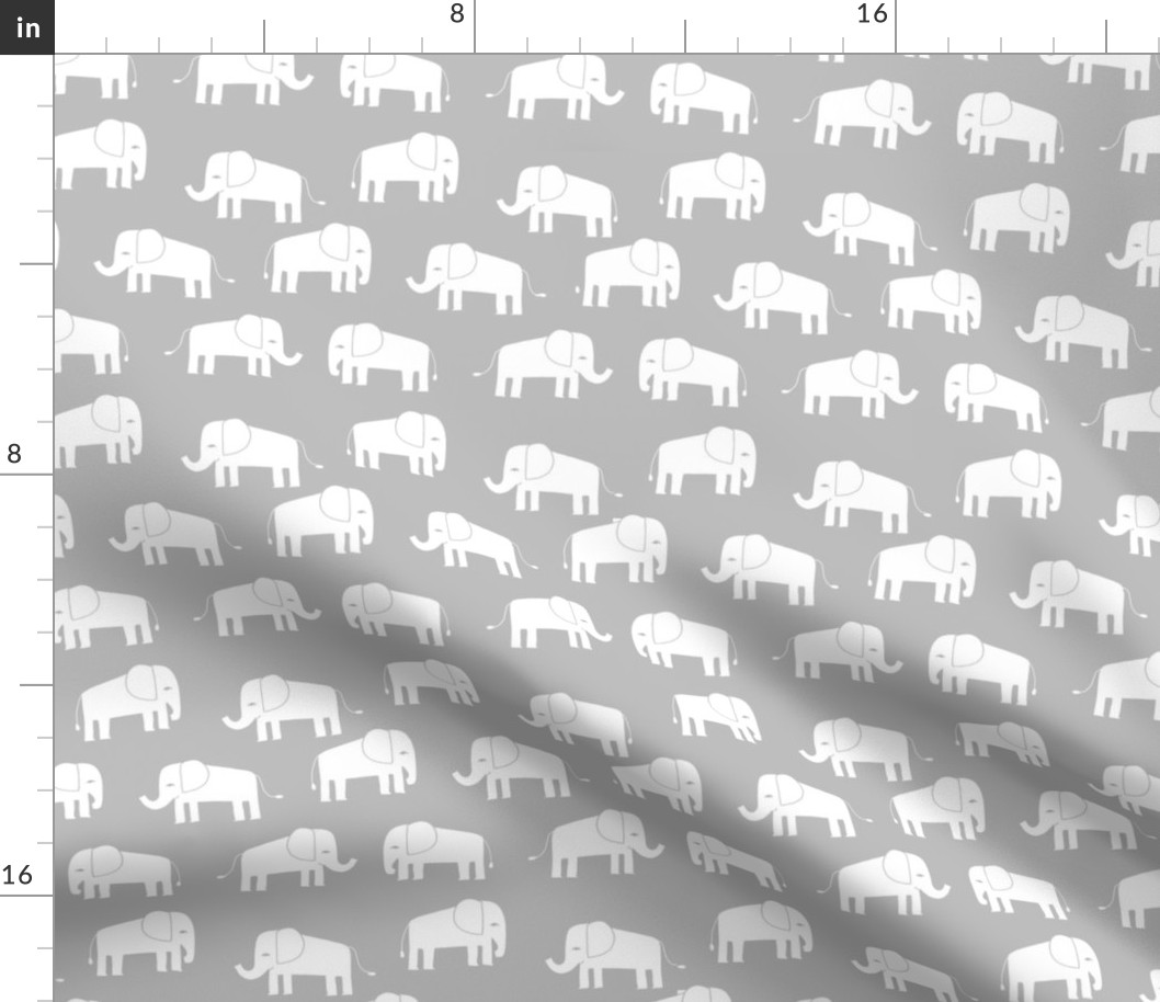 elephant fabric // - elephants, elephant, baby, nursery, cute elephant design - grey