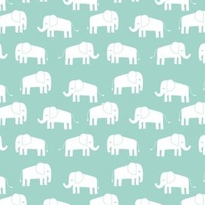 elephant fabric // - elephants, elephant, baby, nursery, cute elephant design - mint