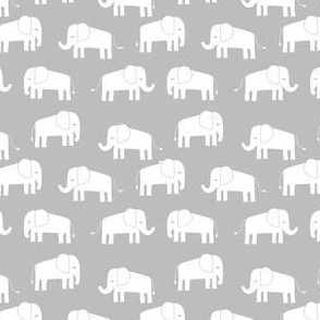 elephant fabric // - elephants, elephant, baby, nursery, cute elephant design - grey