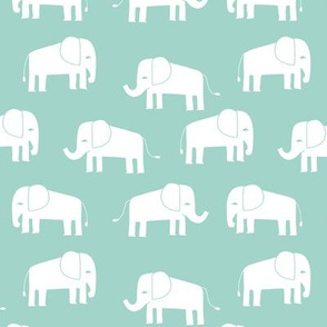 elephant fabric // - elephants, elephant, baby, nursery, cute elephant design - mint