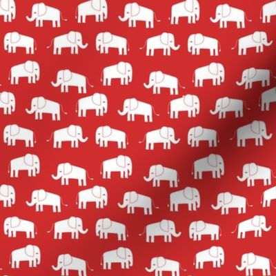 elephant fabric // - elephants, elephant, baby, nursery, cute elephant design - red