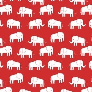 elephant fabric // - elephants, elephant, baby, nursery, cute elephant design - red