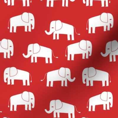 elephant fabric // - elephants, elephant, baby, nursery, cute elephant design - red
