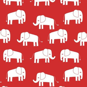 elephant fabric // - elephants, elephant, baby, nursery, cute elephant design - red