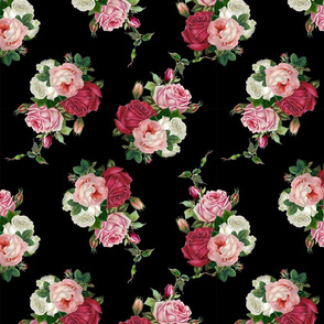 Pink Rose Bouquet - Black Background