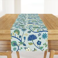 Fantasy Indian Floral - Emerald and sapphire on sky - Large scale