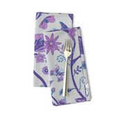 Fantasy Indian Floral - Violet and blue on Silver