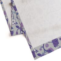 Fantasy Indian Floral - Violet and blue on Silver