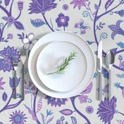 Fantasy Indian Floral - Violet and blue on Silver