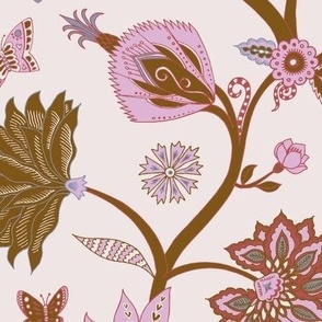 Fantasy Indian Floral - Gold, copper and cream