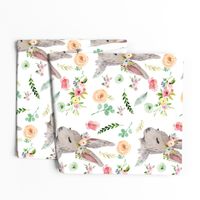 Bunny with Pastel Spring Flowers