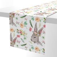 Bunny with Pastel Spring Flowers