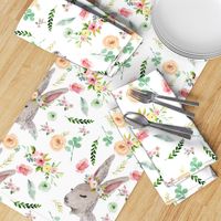 Bunny with Pastel Spring Flowers