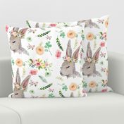 Bunny with Pastel Spring Flowers