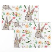 Bunny with Pastel Spring Flowers