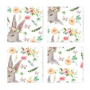 Bunny with Pastel Spring Flowers