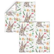 Bunny with Pastel Spring Flowers