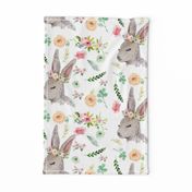 Bunny with Pastel Spring Flowers