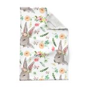 Bunny with Pastel Spring Flowers