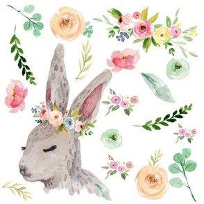 Bunny with Pastel Spring Flowers