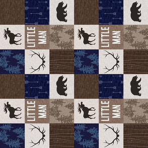 2” Little Man Quilt - Navy and Brown - ROTATED