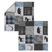 Adventure Awaits Quilt- Blue, Black And Grey - ROTATED