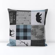 Adventure Awaits Quilt- Blue, Black And Grey - ROTATED