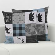 Adventure Awaits Quilt- Blue, Black And Grey - ROTATED