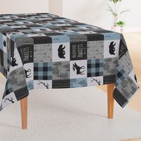 Adventure Awaits Quilt- Blue, Black And Grey - ROTATED