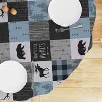 Adventure Awaits Quilt- Blue, Black And Grey - ROTATED