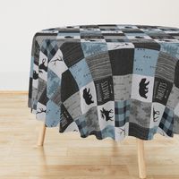 Adventure Awaits Quilt- Blue, Black And Grey - ROTATED