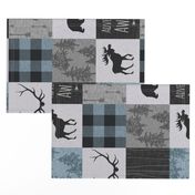 Adventure Awaits Quilt- Blue, Black And Grey - ROTATED