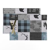 Adventure Awaits Quilt- Blue, Black And Grey - ROTATED