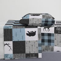 Adventure Awaits Quilt- Blue, Black And Grey - ROTATED