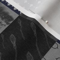 3” Wit Wisdom Originality- Navy and grey - wizard patchwork quilt