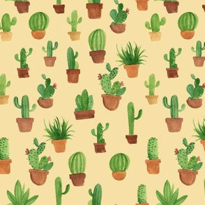 Watercolor cactus pots - cream