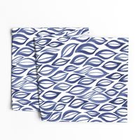 Hand drawn watercolor ikat - indigo leaves