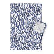 Hand drawn watercolor ikat - indigo leaves