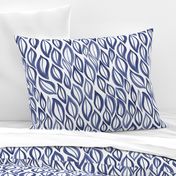 Hand drawn watercolor ikat - indigo leaves