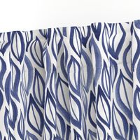 Hand drawn watercolor ikat - indigo leaves