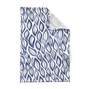 Hand drawn watercolor ikat - indigo leaves