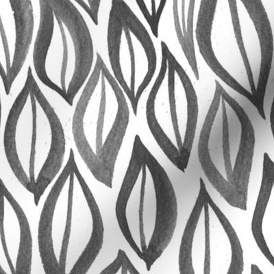 Hand drawn watercolor ikat - black and white