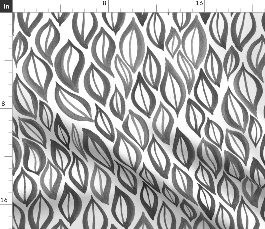 Hand drawn watercolor ikat - black and white