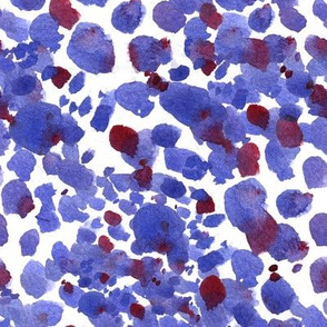 Watercolor spots painterly abstract - blue and purple
