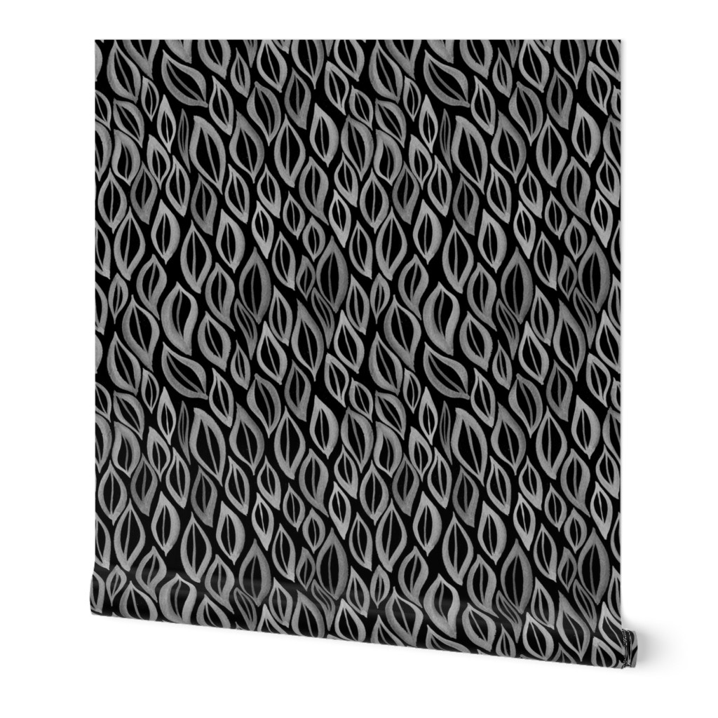 Hand drawn watercolor ikat - black and white