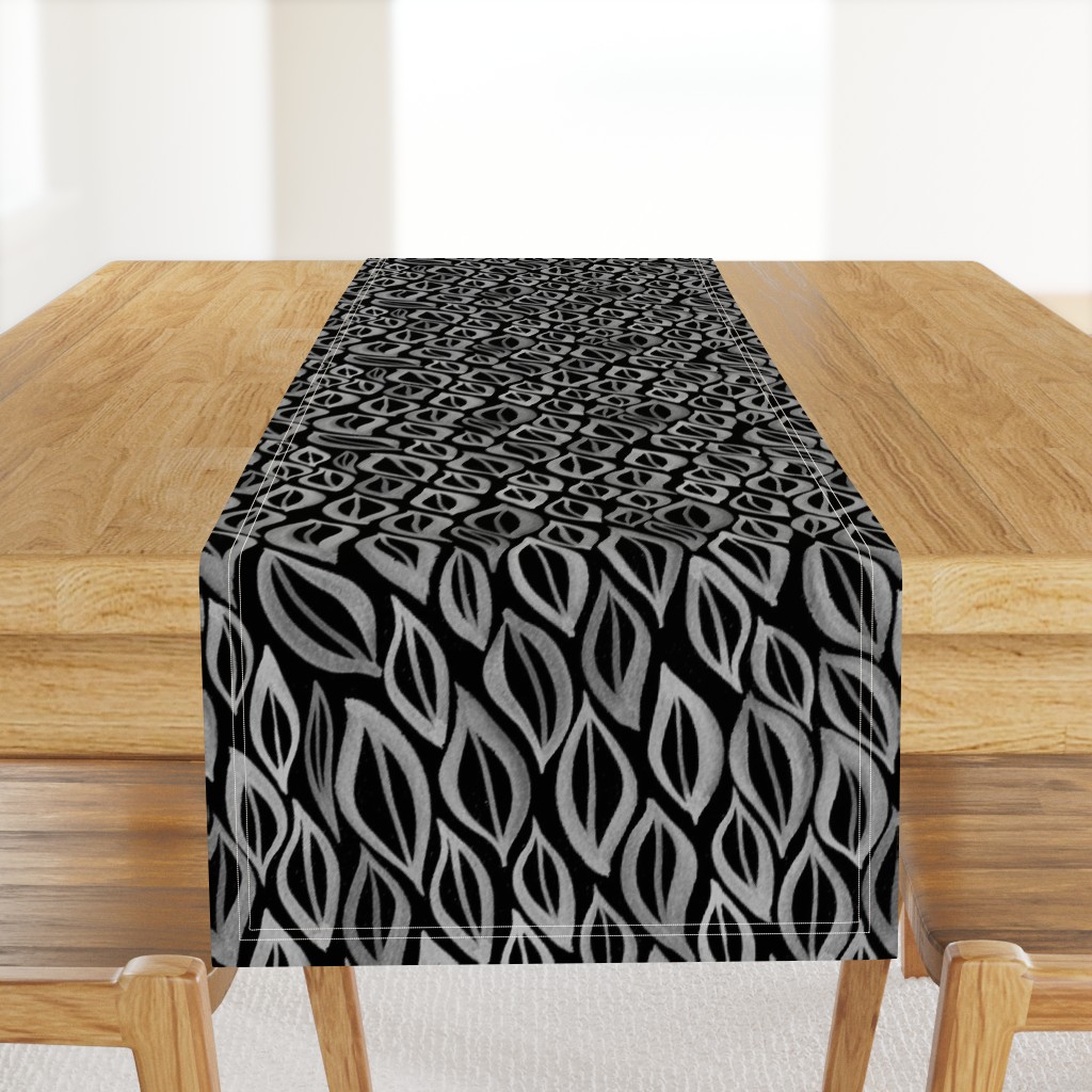 Hand drawn watercolor ikat - black and white